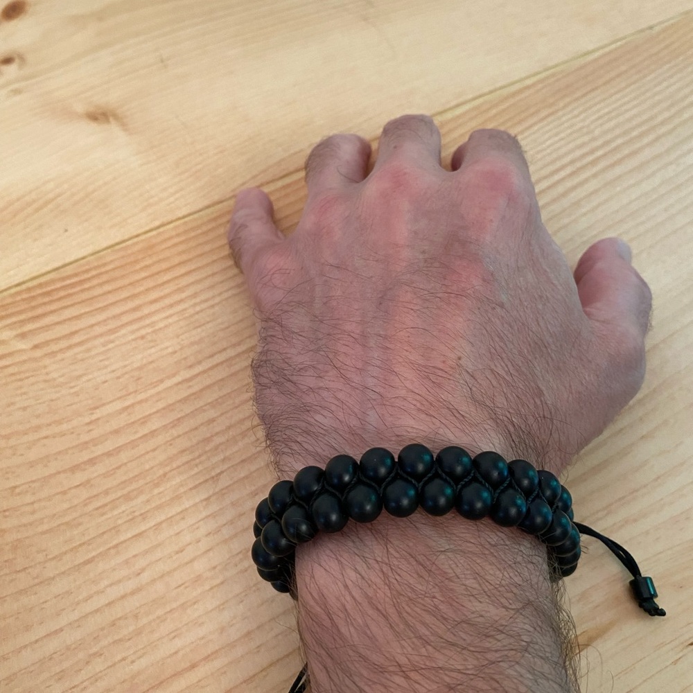 Authentic Handmade African Black Beaded Adjustable Unisex Bracelets